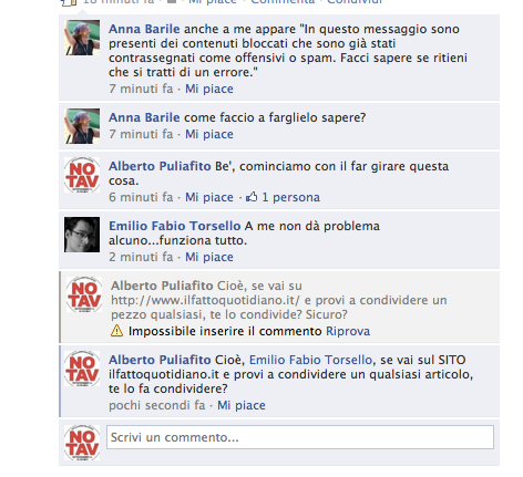 Commenti Facebook Il Fatto Quotidiano bloccato